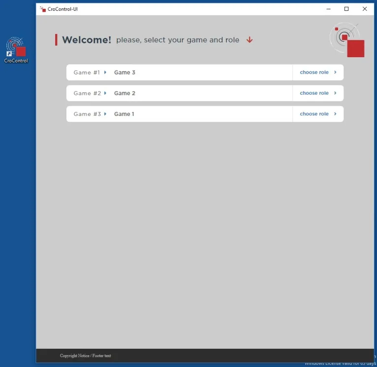 Windows 10 app — game selector before joining a role