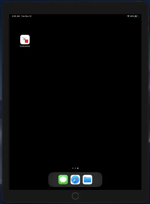 iPad home — packaged as a native app via Cordova