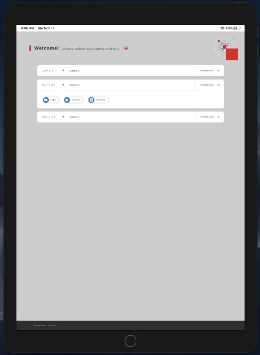 iPad app — same game-selector UI as the Windows 10 version