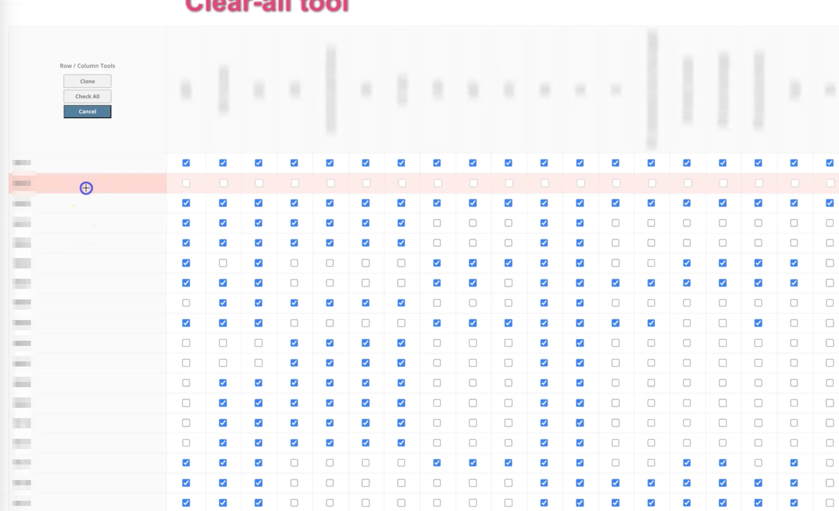 Clear all — row
