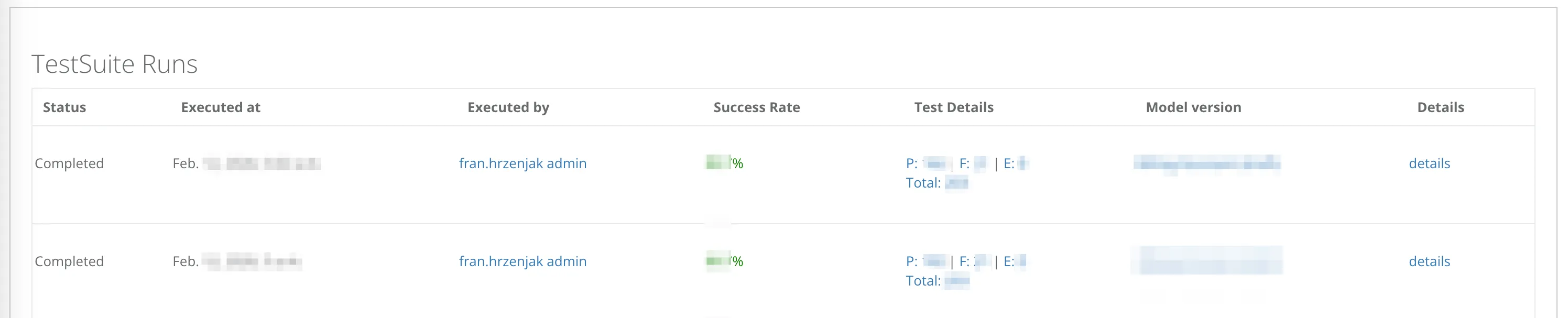 Test suite runs