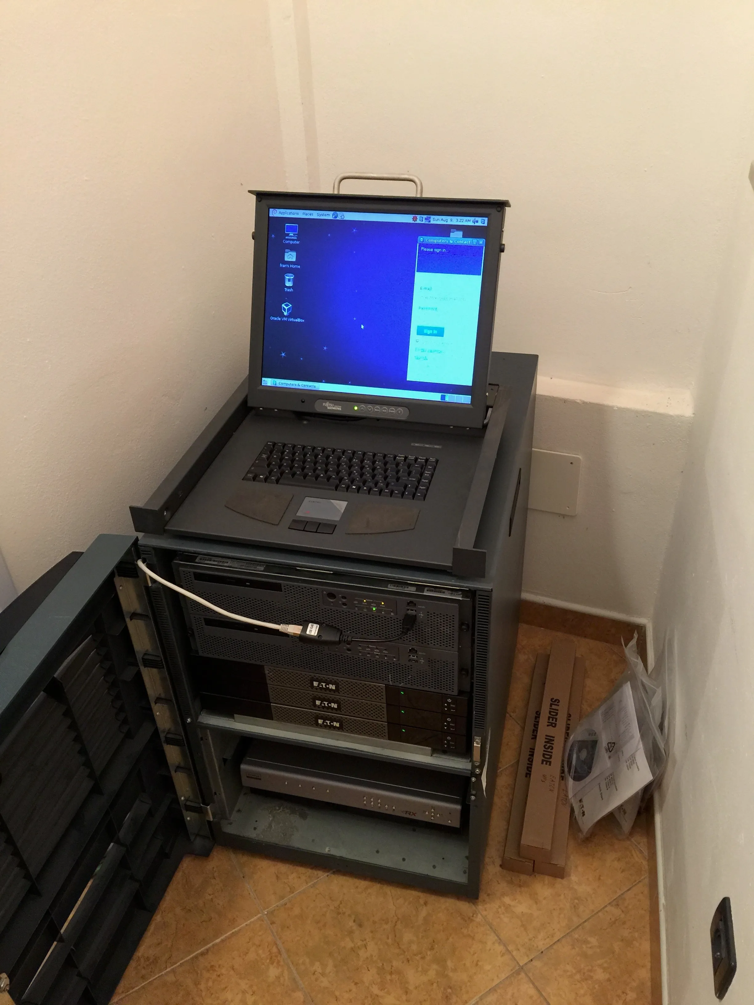 Hardware control server, a backup, and three UPS devices