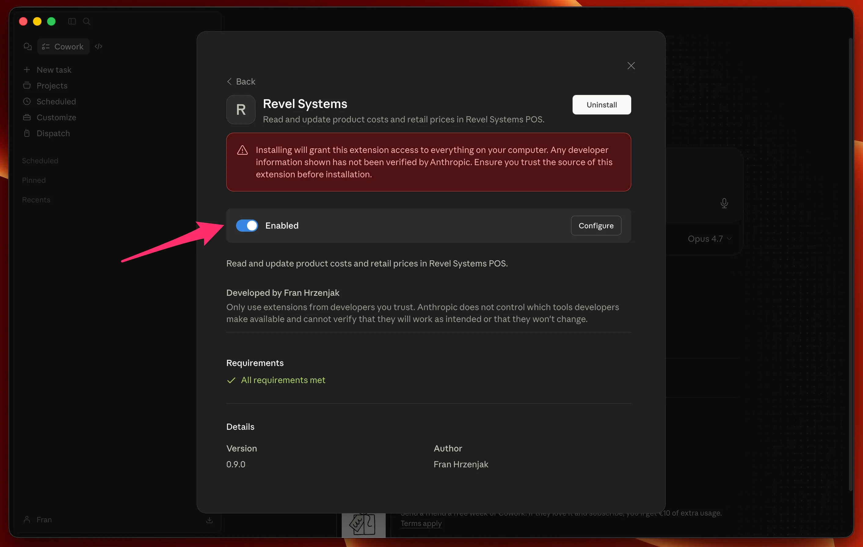 Installer enable step