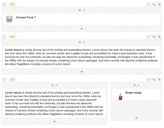 Visual Composer — content elements in the editor
