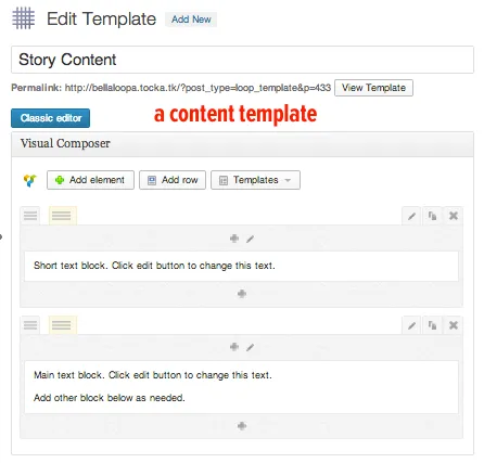 A content template — the simpler, contributor-facing UI