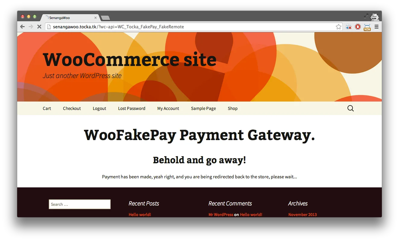 Visitor being redirected to the fake "remote" URL