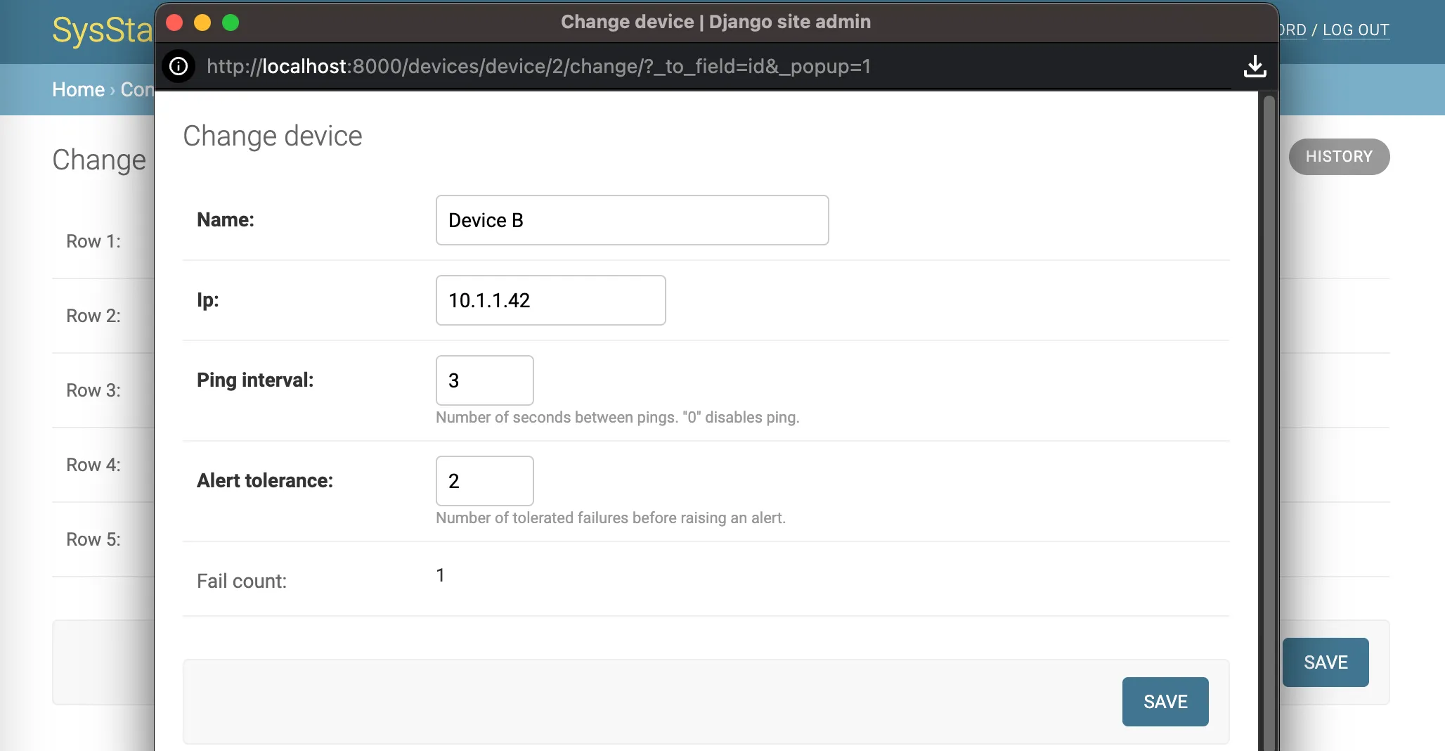 Device configuration alongside the status-board assignment