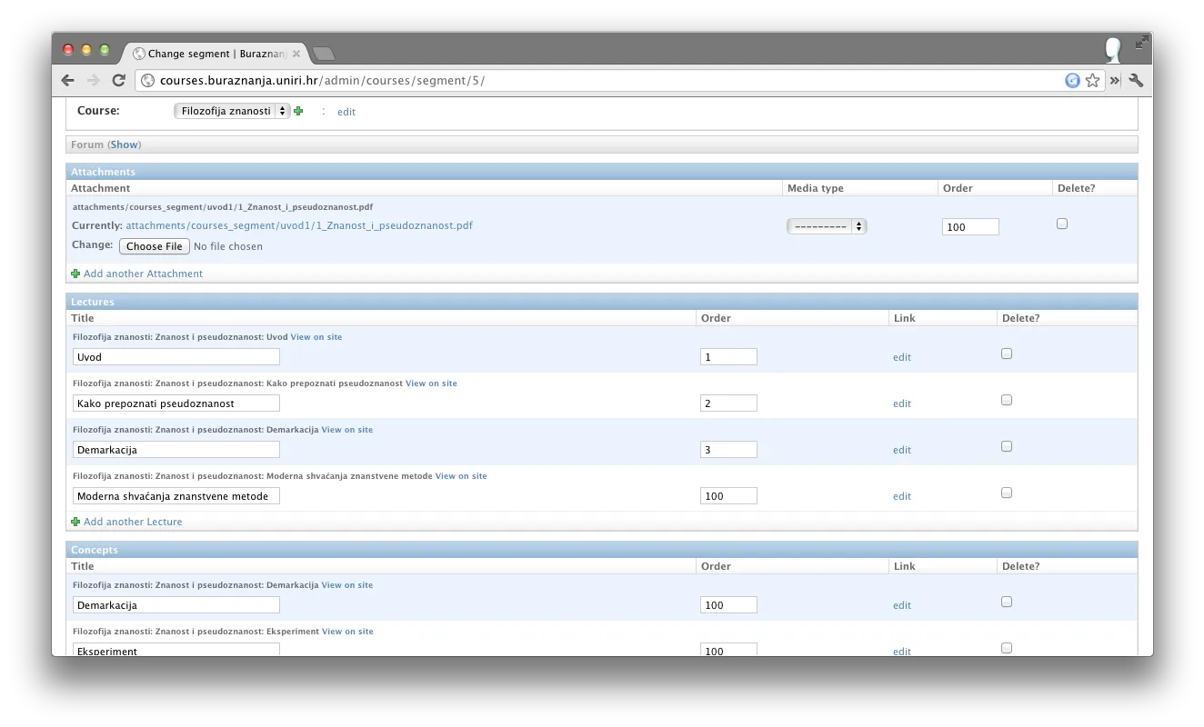 Admin segment relations
