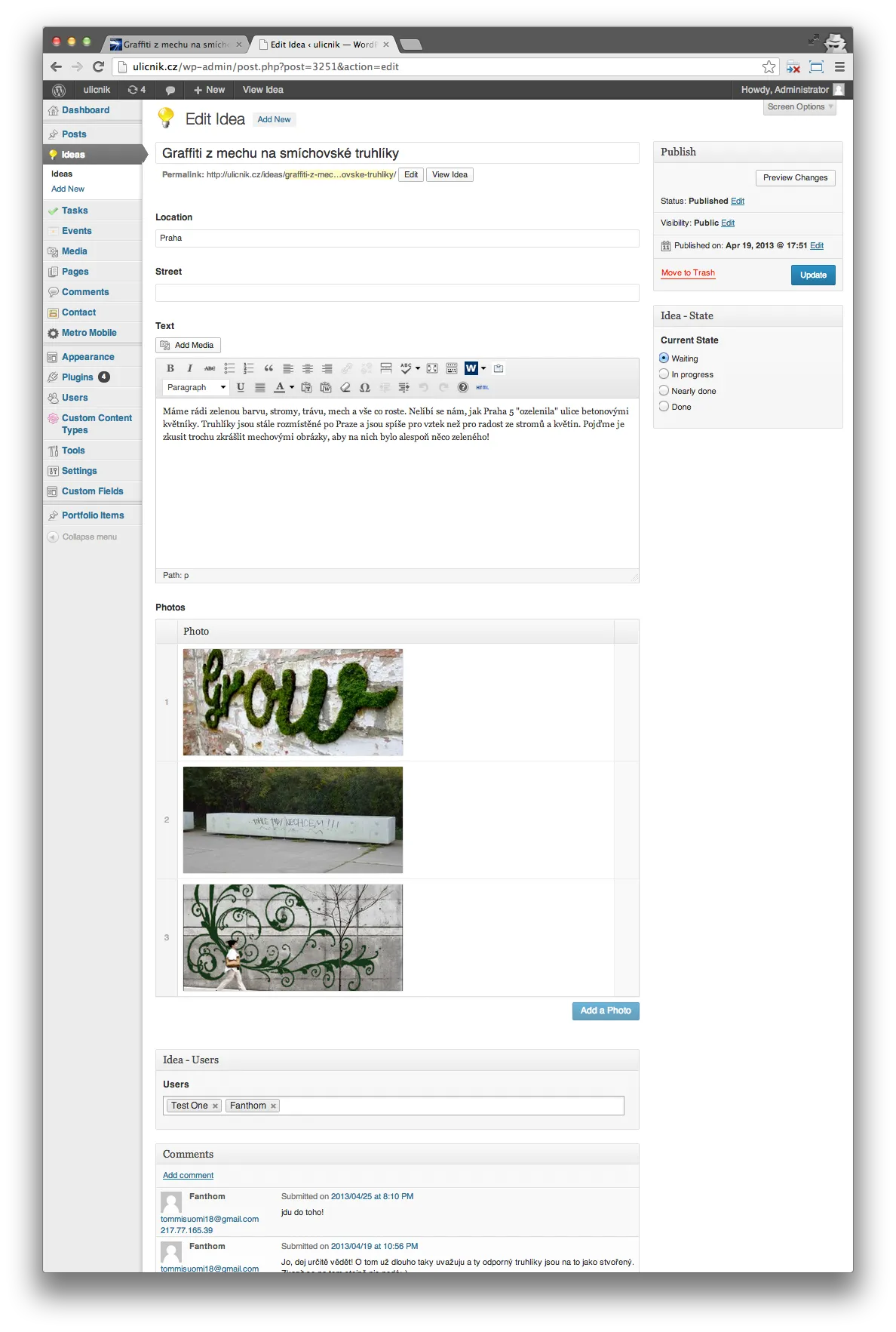 Admin: idea detail