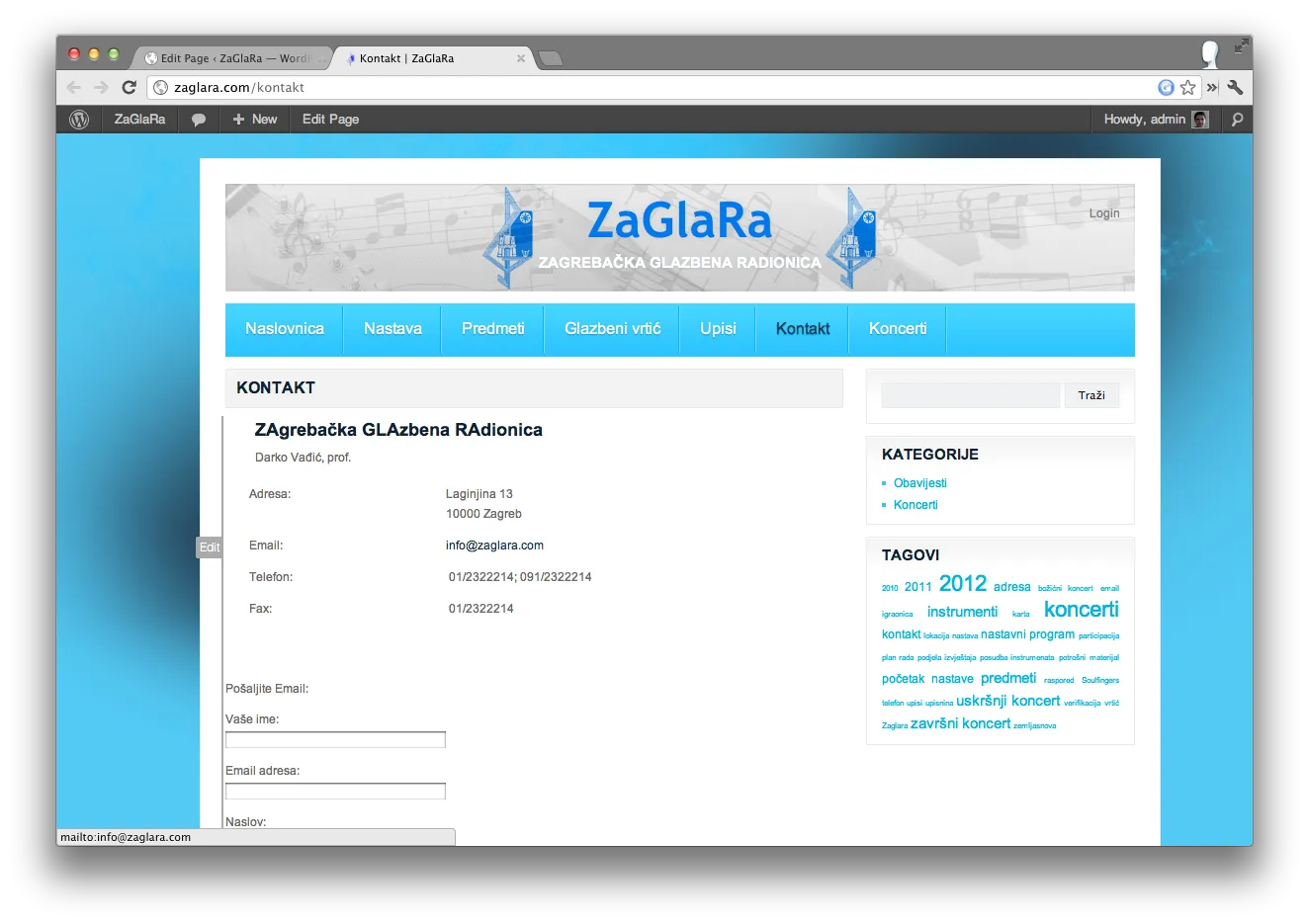Contact page